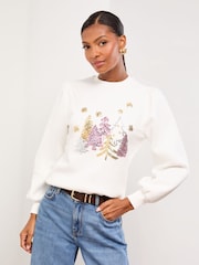 Lipsy Sequin Christmas Tree Sweatshirt - Image 1 of 4