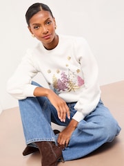 Lipsy Sequin Christmas Tree Sweatshirt - Image 3 of 4