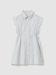 Reiss Blue Elliot 4-9 yrs Cotton Embroidered Cut-Out Dress - Image 2 of 4