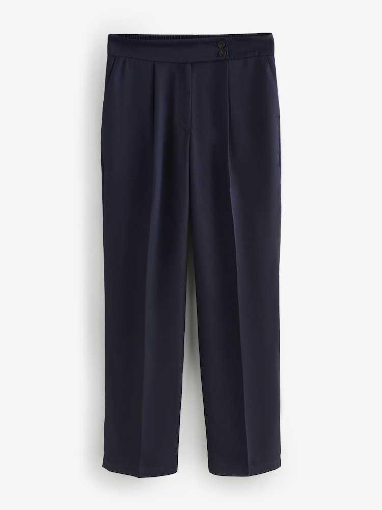 Navy Blue Wide Leg Tailored Trousers - Image 1 of 3