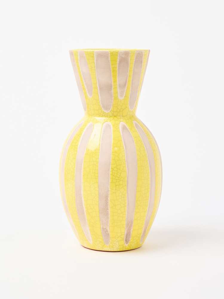 Oliver Bonas Yellow Kairi Crackle Ceramic Vase - Image 1 of 3