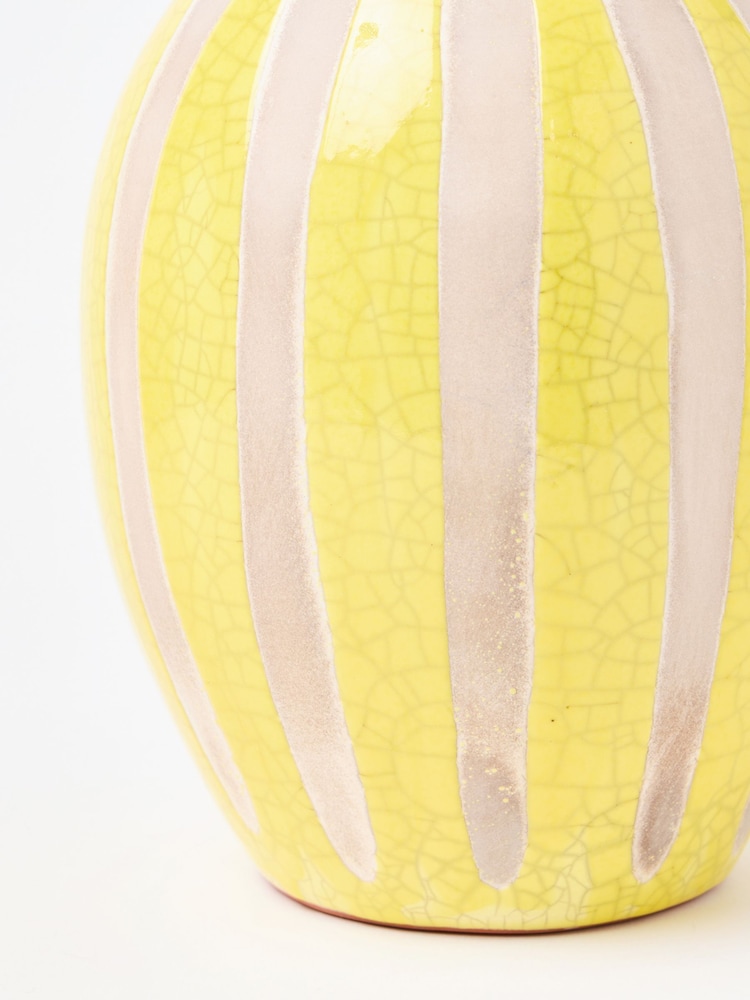 Oliver Bonas Yellow Kairi Crackle Ceramic Vase - Image 2 of 3