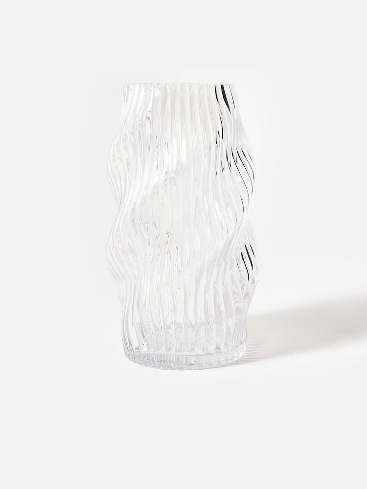 Oliver Bonas Clear Zuhur Ribbed Glass Vase - Image 1 of 6 Oliver Bonas Clear Zuhur Ribbed Glass Vase - Image 1 of 6