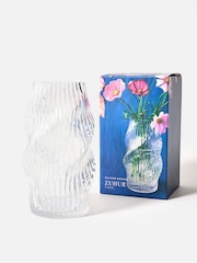 Oliver Bonas Clear Zuhur Ribbed Glass Vase - Image 2 of 6