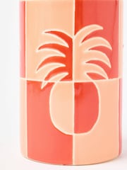 Oliver Bonas Pink Pineapple Chequerboard Ceramic Vase - Image 2 of 3
