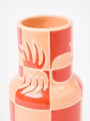 Oliver Bonas Pink Pineapple Chequerboard Ceramic Vase - Image 3 of 3