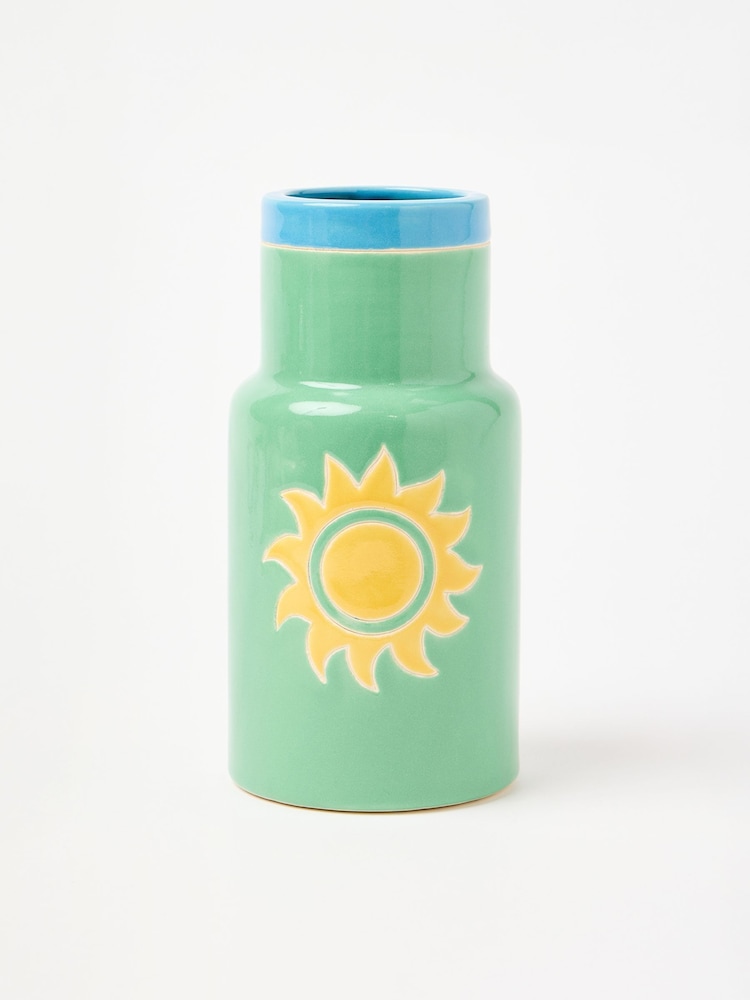Oliver Bonas Green Sun Ceramic Vase - Image 1 of 3