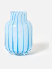 Oliver Bonas Blue Maha Stripe Glass Vase - Image 1 of 6