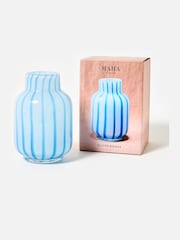 Oliver Bonas Blue Maha Stripe Glass Vase - Image 2 of 6