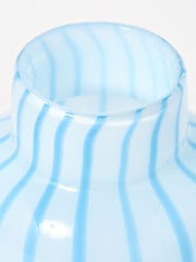Oliver Bonas Blue Maha Stripe Glass Vase - Image 3 of 6