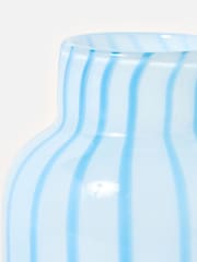 Oliver Bonas Blue Maha Stripe Glass Vase - Image 4 of 6