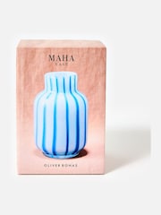 Oliver Bonas Blue Maha Stripe Glass Vase - Image 6 of 6