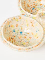 Oliver Bonas Cream Tami Splatter Ceramic Triple Dip Bowl - Image 4 of 5
