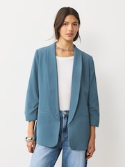 Blue Relaxed Ruched Sleeve Blazer - Image 2 of 9