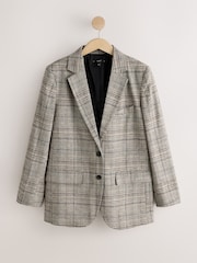 Brown N.Premium Check Linen Rich Single Breasted Blazer - Image 5 of 7