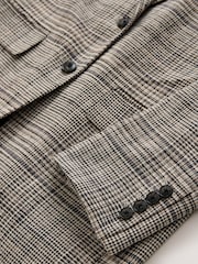 Brown N.Premium Check Linen Rich Single Breasted Blazer - Image 7 of 7