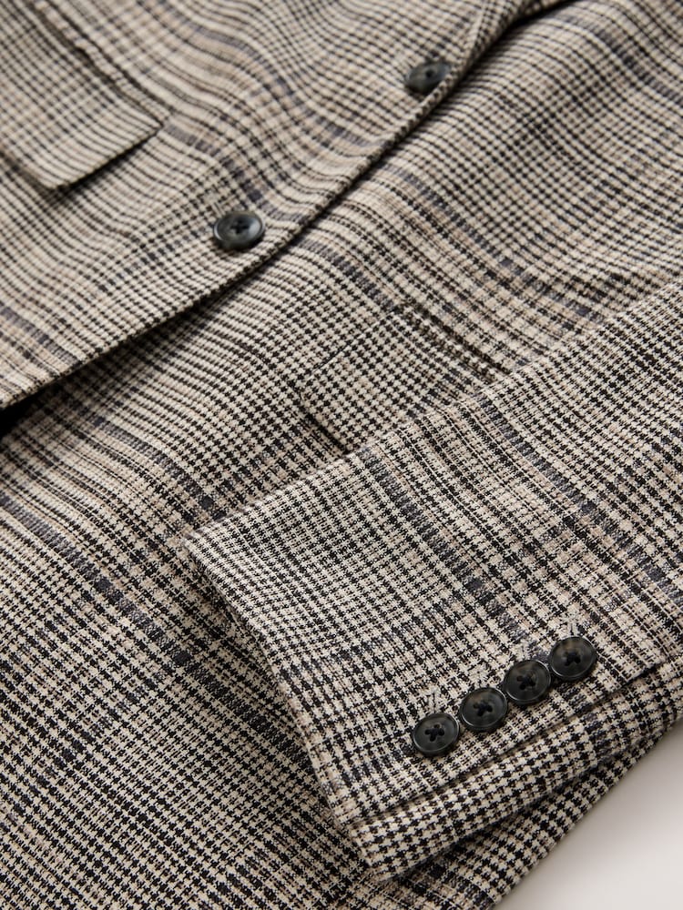 Brown N.Premium Check Linen Rich Single Breasted Blazer - Image 7 of 7