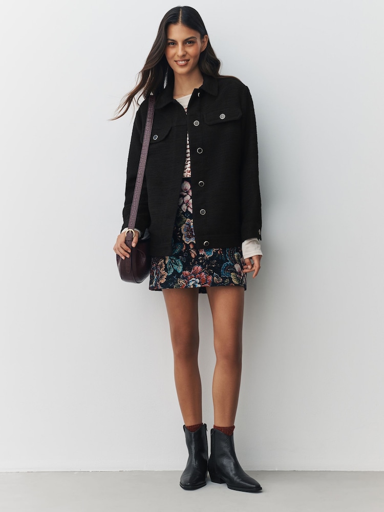 Black Boucle Shacket - Image 2 of 7 Black Boucle Shacket - Image 2 of 7