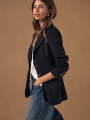 Burgundy Red Military Fitted Single Breasted Blazer - Image 3 of 8