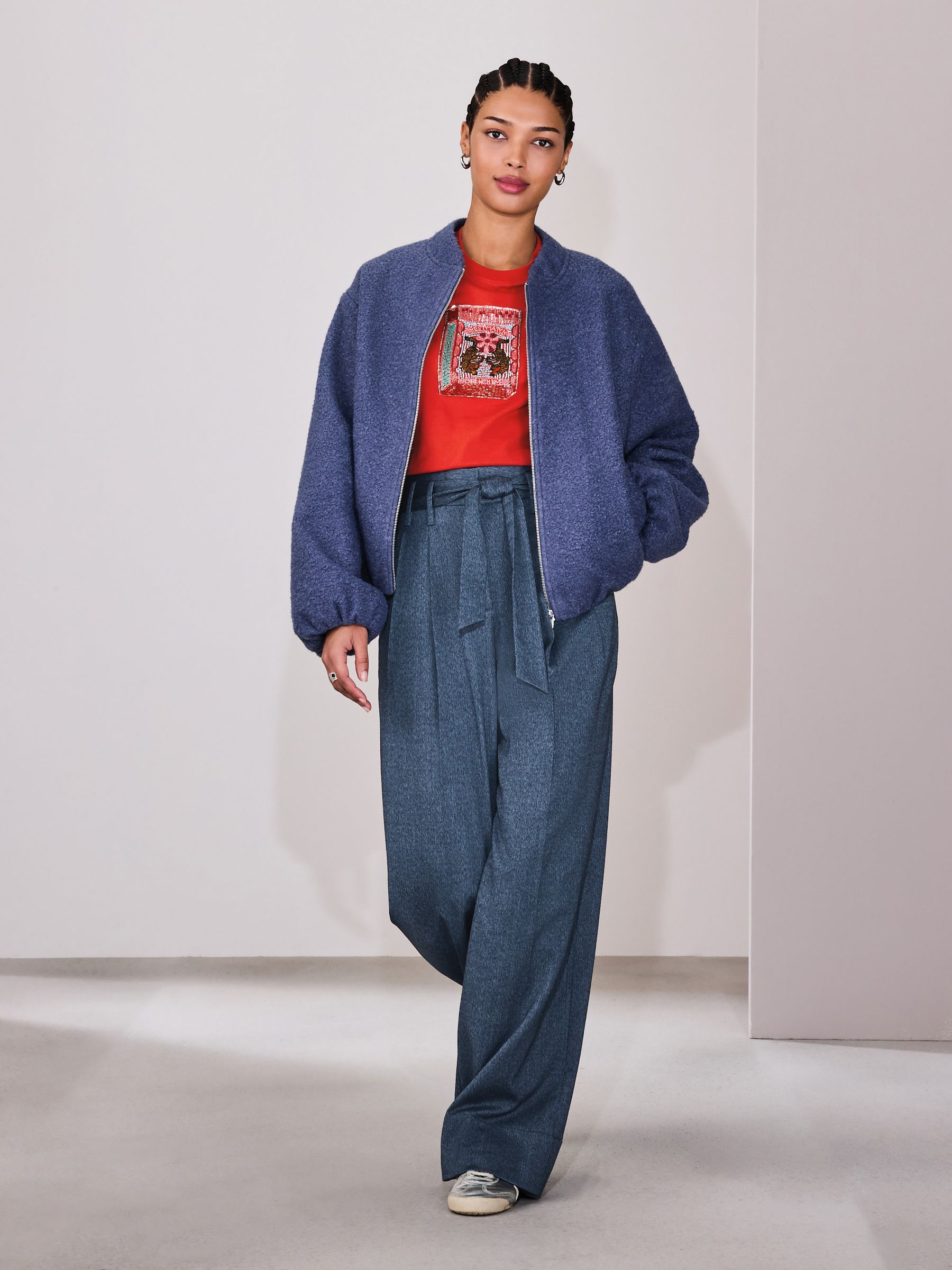 Buy Denim Look Superwide Belted Trousers from Next Romania