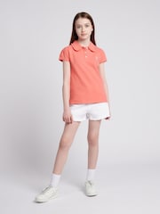 U.S. Polo Assn. Orange Girls Scallop Collar Polo Shirt - Image 3 of 7