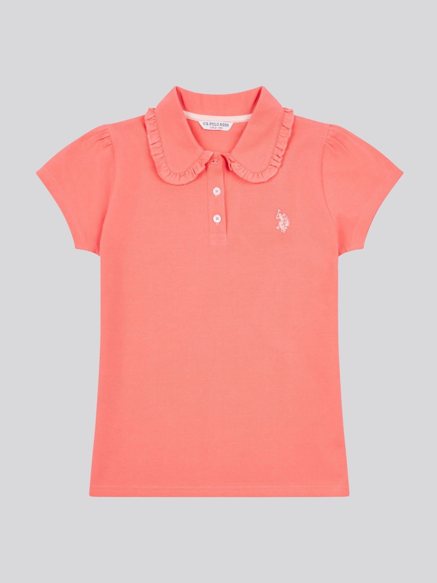 Buy U.S. Polo Assn. Orange Girls Scallop Collar Polo Shirt from