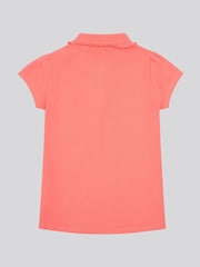 U.S. Polo Assn. Orange Girls Scallop Collar Polo Shirt - Image 6 of 7