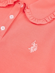 U.S. Polo Assn. Orange Girls Scallop Collar Polo Shirt - Image 7 of 7