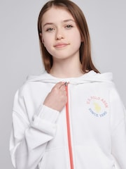 U.S. Polo Assn. White Girls Graphic Zip Through Sweater - Image 4 of 7