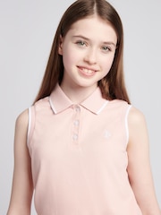 U.S. Polo Assn. Pink Girls Sleeveless Polo Shirt - Image 2 of 7
