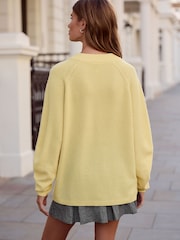 Light Yellow N.Premium 100% Merino Wool V-Neck Jumper - Image 4 of 8