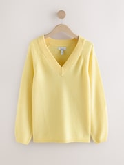 Light Yellow N.Premium 100% Merino Wool V-Neck Jumper - Image 6 of 8