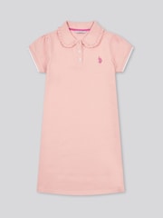 U.S. Polo Assn. Pink Girls Frill Collar Polo Dress - Image 1 of 3