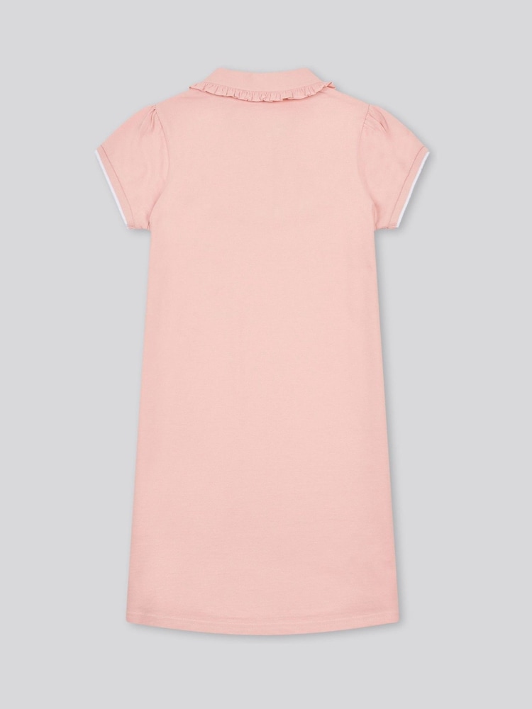 U.S. Polo Assn. Pink Girls Frill Collar Polo Dress - Image 2 of 3
