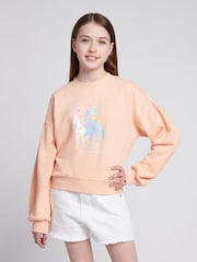 U.S. Polo Assn. Orange Girls Double Horsemen Puff Sleeve Sweater - Image 1 of 7