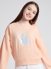 U.S. Polo Assn. Orange Girls Double Horsemen Puff Sleeve Sweater - Image 4 of 7