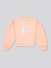 U.S. Polo Assn. Orange Girls Double Horsemen Puff Sleeve Sweater - Image 5 of 7
