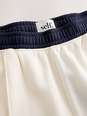 self. Ecru/Navy Wide Leg Joggers - Image 7 of 8