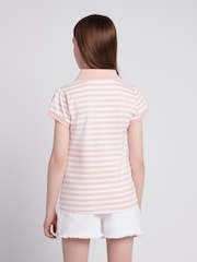 U.S. Polo Assn. Pink Girls Cap Sleeve Stripe Polo Shirt - Image 3 of 7