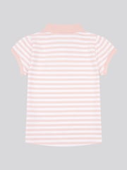 U.S. Polo Assn. Pink Girls Cap Sleeve Stripe Polo Shirt - Image 6 of 7