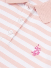 U.S. Polo Assn. Pink Girls Cap Sleeve Stripe Polo Shirt - Image 7 of 7