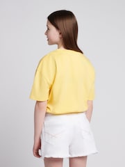 U.S. Polo Assn Yellow Girls Rounded Elastic Hem Graphic Print T-Shirt - Image 4 of 8