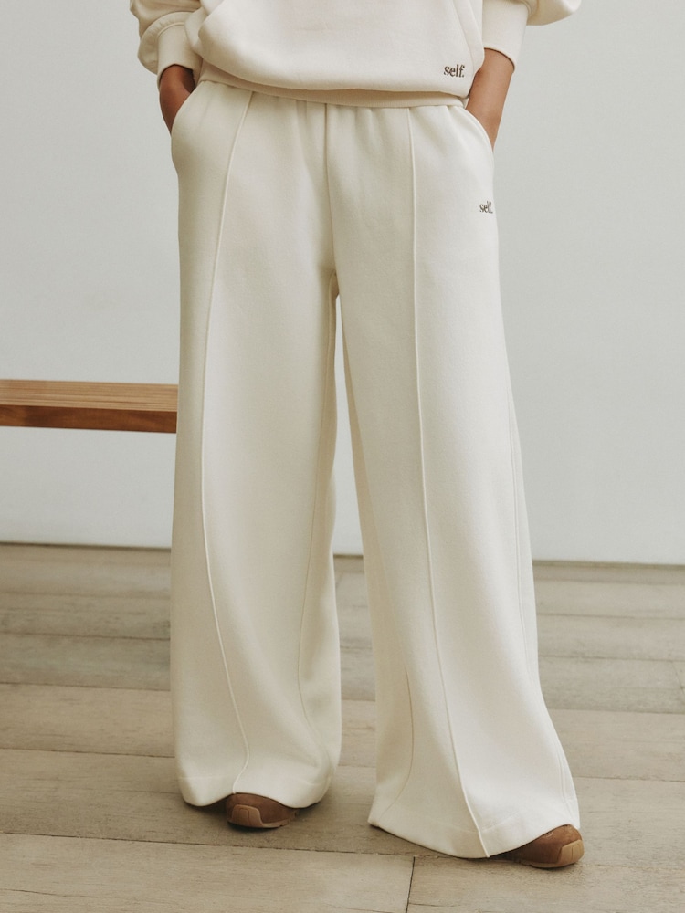 self. White Wide Leg Joggers - Image 1 of 9 self. White Wide Leg Joggers - Image 1 of 9