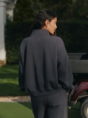 self. Charcoal Grey Half Zip Sweatshirt - Image 4 of 8