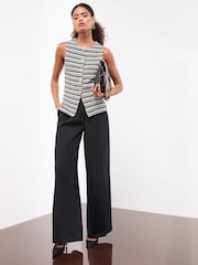 Lipsy Black/White Stripe Crochet Waistcoat - Image 2 of 4
