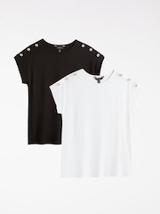 Lipsy White/Black Two Pack Round Neck T-Shirt - Image 1 of 6