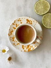 Hot Pottery Set of 4 Burnt Orange Splatter Espresso Set - Image 1 of 4