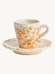 Hot Pottery Set of 4 Burnt Orange Splatter Espresso Set - Image 2 of 4