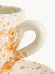 Hot Pottery Set of 4 Burnt Orange Splatter Espresso Set - Image 3 of 4