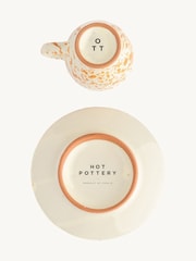 Hot Pottery Set of 4 Burnt Orange Splatter Espresso Set - Image 4 of 4